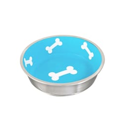 Loving Pets Robusto Aqua Dog Bone Aluminum/Ceramic 2 cups Pet Bowl For Dog