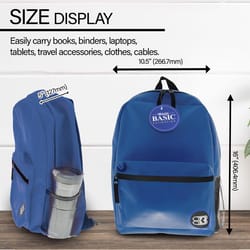 Bazic Products Basic Collection Blue Backpack 16 in. H X 5 in. W