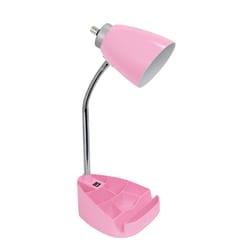 All The Rages LimeLights 18.5 in. Pink Organizer Desk Lamp with USB Port