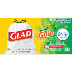 Glad Gain 13 gal Fresh Scent Trash Bags Drawstring 40 pk 0.78 mil