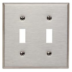 Leviton Antimicrobial Powder Coated Gray 2 gang Stainless Steel Toggle Wall Plate 1 pk