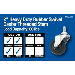 Softtouch 2 in. D Rubber Caster 80 lb 1 pk