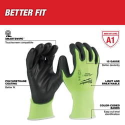 Milwaukee Cut Level 1 Polyurethane Dipped Gloves High-Vis Green XL 1 pair