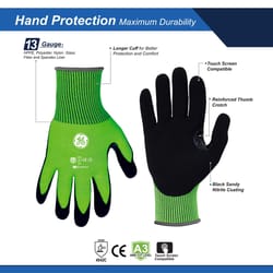 General Electric Unisex Dipped Gloves Black/High-Vis Green L 1 pair