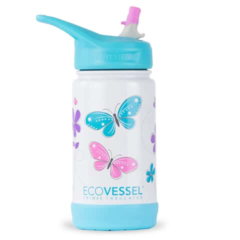 Flowers & Butterflies - Personalized Kids Water Bottle - 12oz