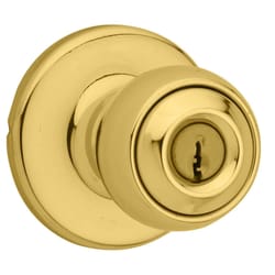 Kwikset Polo Polished Brass Entry Door Knob 1-3/4 in.