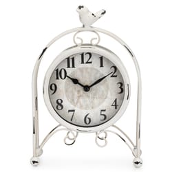 Westclox 7.29 in. H X 9.85 in. L Weathered White Metal Table Clock