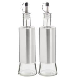 Trudeau Clear/Silver Glass/Stainless Steel Oil/Vinegar Bottle 9.5 oz