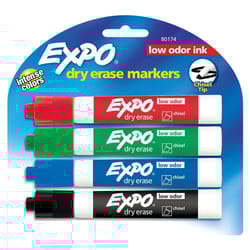 EXPO 1 Low Odor Assorted Color Dry Erase Markers 4 pk