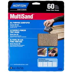 Norton MultiSand 11 in. L X 9 in. W 60 Grit Aluminum Oxide All Purpose Sandpaper 3 pk