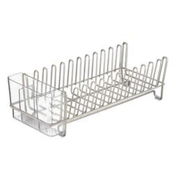 iDesign Classico Clear/Silver Plastic/Stainless Steel Dish Drainer