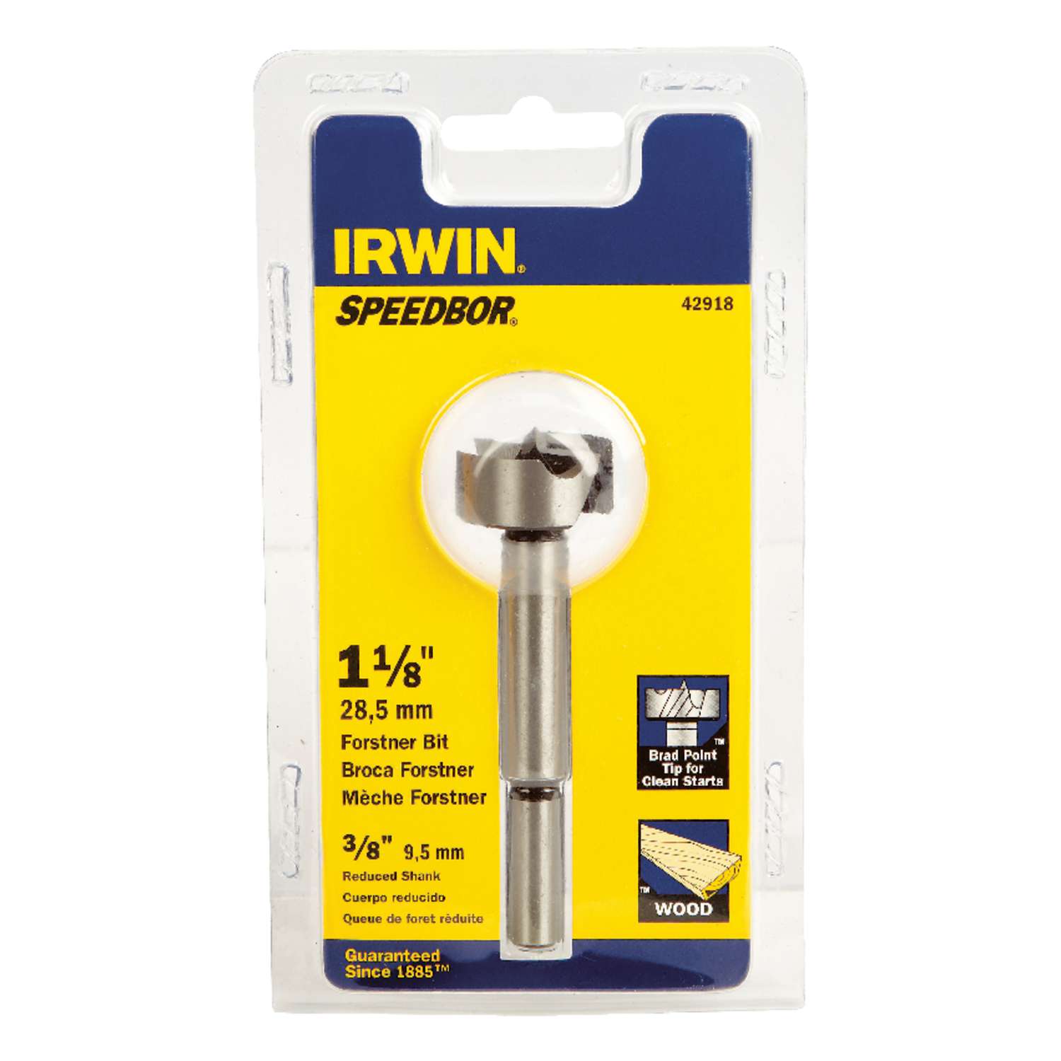 Irwin Marples 11/8 in. x 4 in. L Carbon Steel Forstner Drill Bit 1 pc