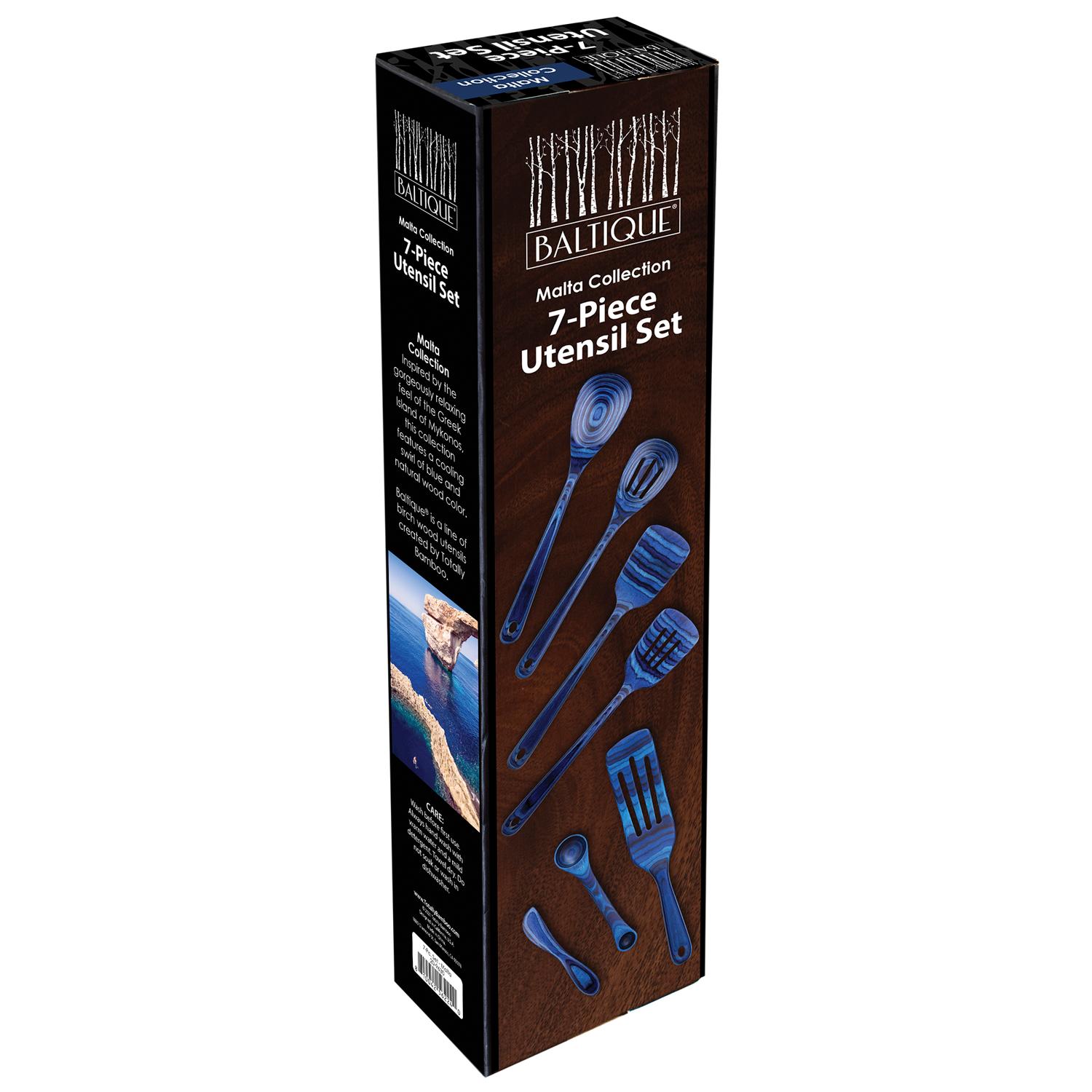 Totally Bamboo Baltique Black/Blue Birch Wood Utensil Set Sansujyuku sansujyuku.com
