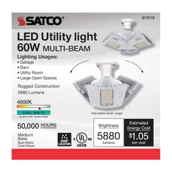 Satco . Wide Surface E26 (Medium) LED Utility Light Cool White 300 Watt Equivalence 1 pk