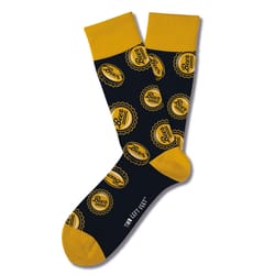 Two Left Feet Unisex Beer Here S/M Socks Black/Yellow