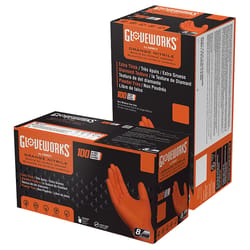 Gloveworks Nitrile Disposable Gloves Medium Orange Powder Free 100 pk