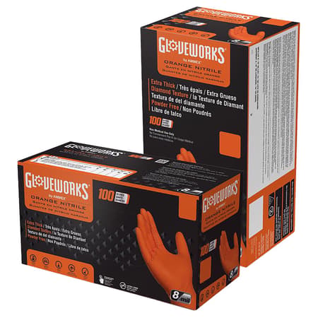 Gloveworks Nitrile Gloves (Large, Orange, Box/100)