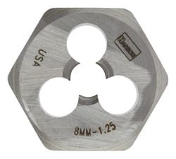 Irwin Hanson High Carbon Steel Metric Hexagon Die 8mm-1.25 1 pc