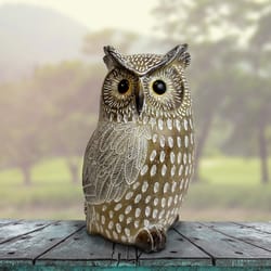 Exhart Resin Multi-color 35 in. Carved Owl Garden Statue