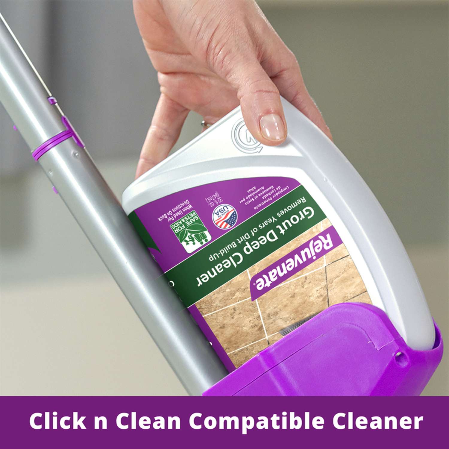 CleanFloors Grout Brush Tool + 32oz. Best Grout Cleaner Spray