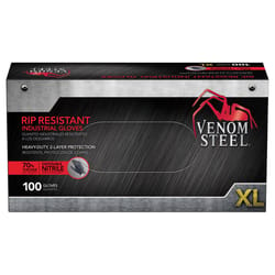 Venom Steel Nitrile Disposable Gloves X-Large Black Powder Free 100 ct