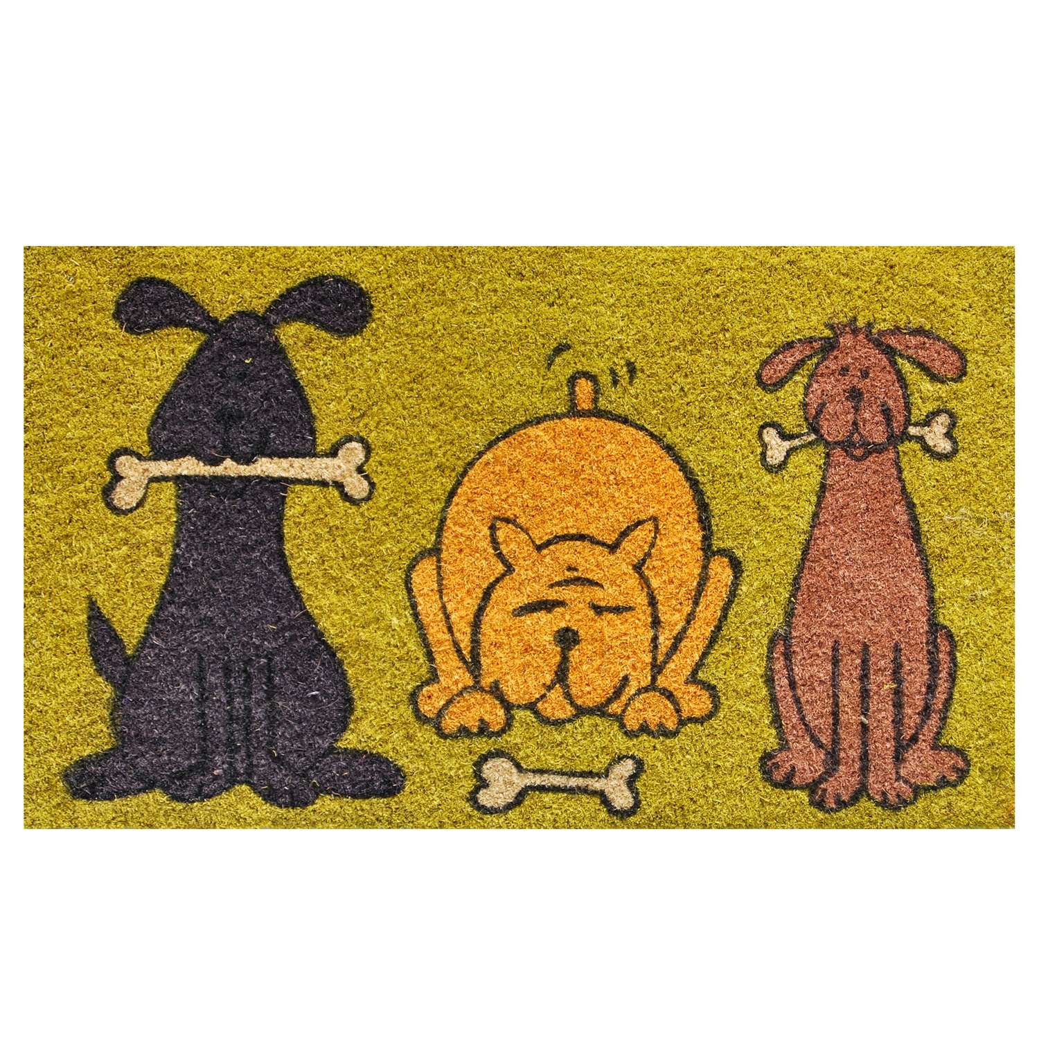 Home & More 2.42 ft. L X 1.42 ft. W Green Doggie Fun Coir Door Mat