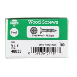 Hillman No. 6 X 2 in. L Phillips Zinc-Plated Wood Screws 100 pk
