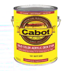 Cabot  Solid  Tintable White Base  Water-Based  Acrylic  Deck Stain  1 gal. 