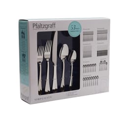 Pfaltzgraff Simplicity  Silver Stainless Steel Flatware Set 53 pc