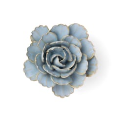 Chive France 2.36 in. H X 4.72 in. L Glazed Teal Ceramic Peony Wall Flower