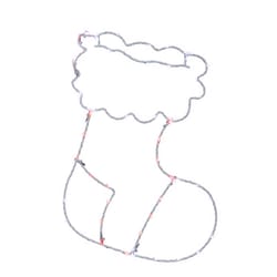 Celebrations LED Red/White Stocking Silhouette 15 in. Hanging Decor