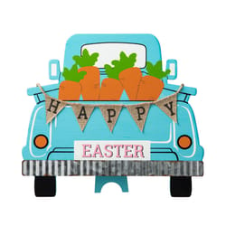 Glitzhome Easter Happy Truck Table Decor MDF/Iron/Linen 1 pc