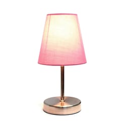 All The Rages Simple Designs 10.63 in. Sand Nickel Pink Table Lamp