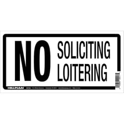 HILLMAN English White No Soliciting Sign 5 in. H X 10 in. W