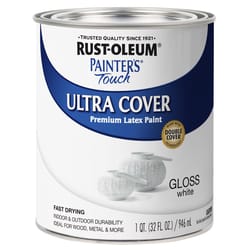 Rust-Oleum Painters Touch Ultra Cover Gloss White Water-Based Paint Exterior and Interior 1 qt