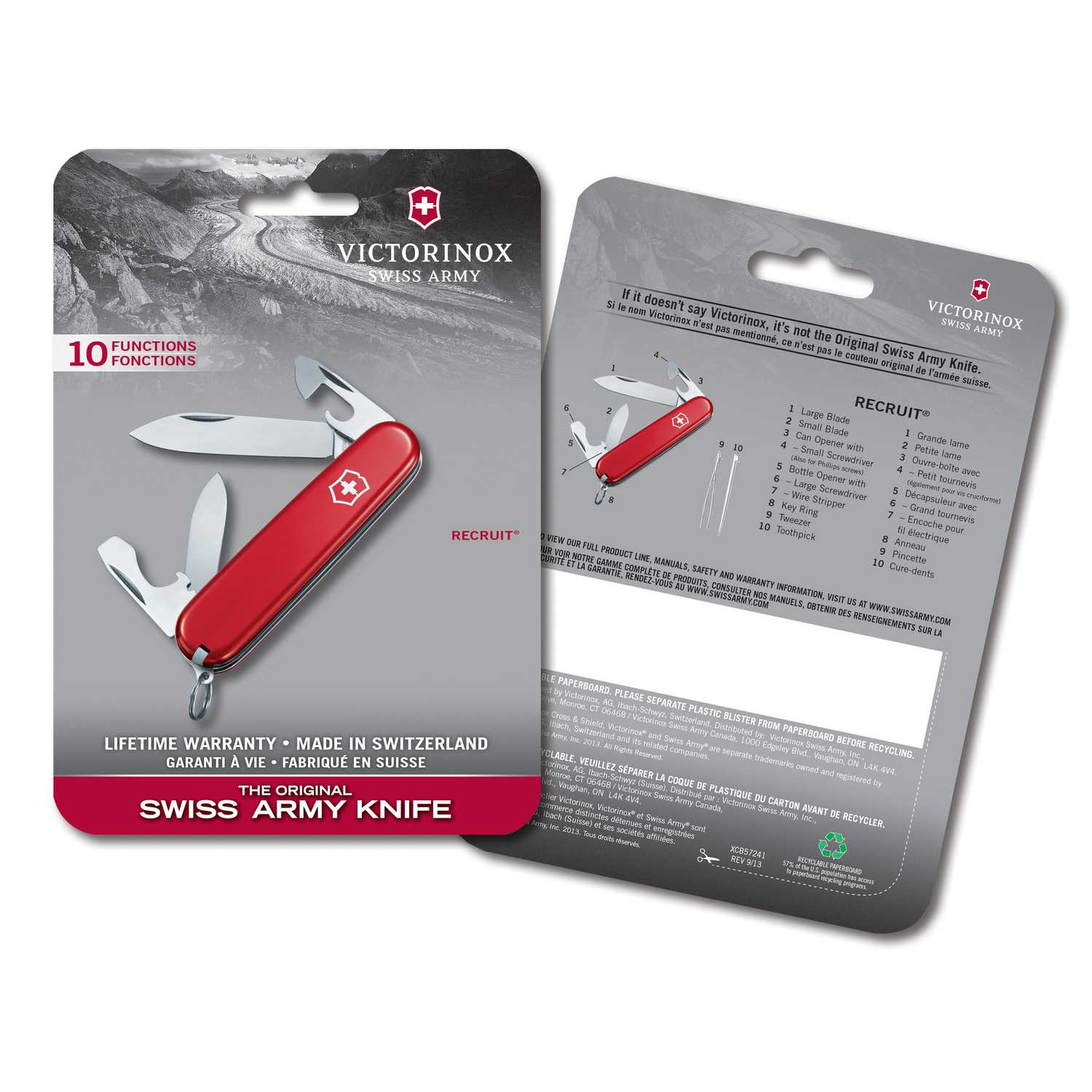 Victorinox Swiss Army Recruit Red Stainless Steel 3.3 in. Pocket Knife