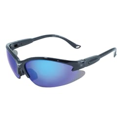 Global Vision Cougar GT Semi Rimless Safety Sunglasses Blue Mirror Lens Black Frame 1 pc
