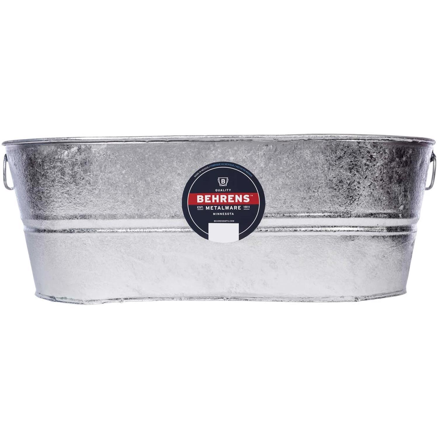 10-Gallon Oval Galvanized Steel Tub with Drain - Thumbnail 3