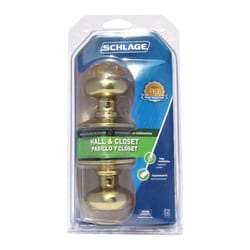 Schlage Plymouth Bright Brass Passage Lockset 1-3/4 in.