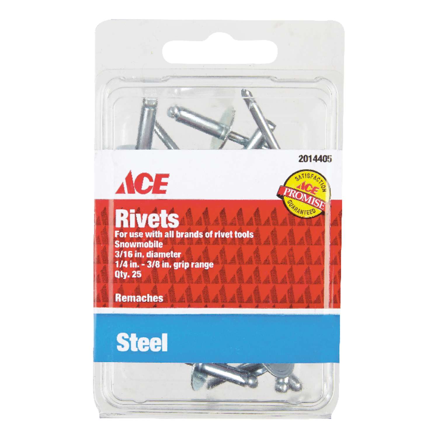 Ace 3/16 in. D X 3/8 in. R Steel Rivets Silver 25 pk Ace Hardware