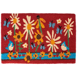 Jellybean 20 in. W X 30 in. L Multicolored Woodland Flowers Polyester Rug