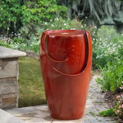 Glitzhome Ceramic Red 21.25 in. H Fountain