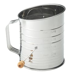 Harold Import Silver Stainless Steel Crank Flour Sifter 5 cups