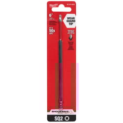 Milwaukee Shockwave Square #2 X 6 in. L Screwdriver Bit Steel 1 pc