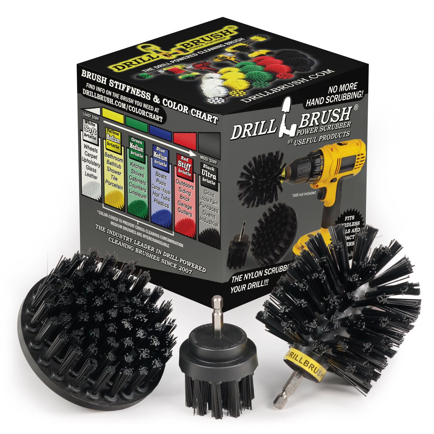 Drillbrush 4 Piece Drill Brush Small Diameter Cleaning Brushes for Use on Carpet, Tile, Shower Track, and Grout Lines