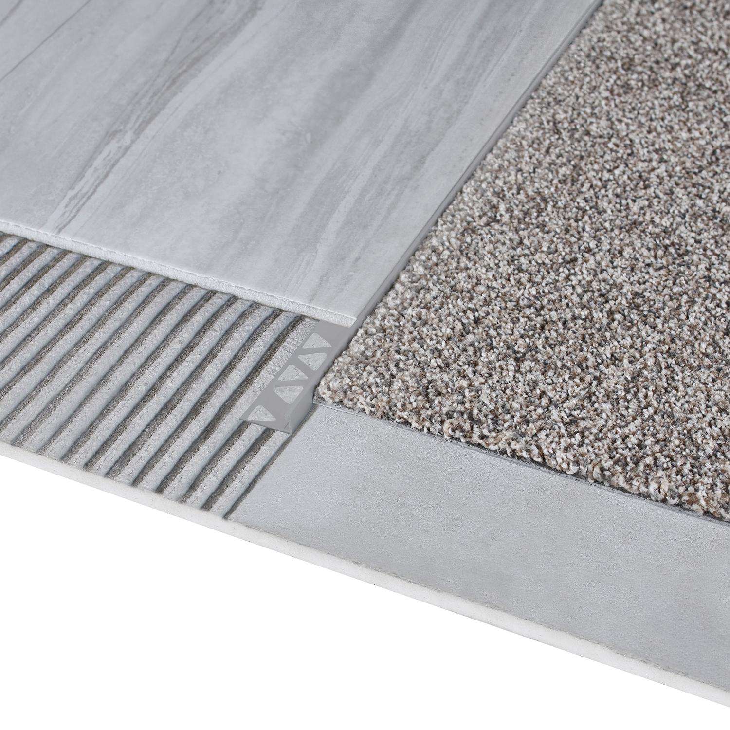 M-D 3/8 in. H X 96 in. L Prefinished Silver Aluminum Tile Edge M-D 3/8 in. H X 96 in. L Prefinished Silver Aluminum Tile Edge