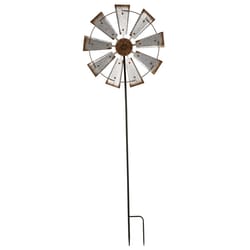 Glitzhome Silver Iron 69 in. H X 22 in. L X 4 in. W Windmill Garden Decorative Yard Stake