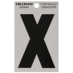 HILLMAN 3 in. Reflective Black Vinyl Self-Adhesive Letter X 1 pc