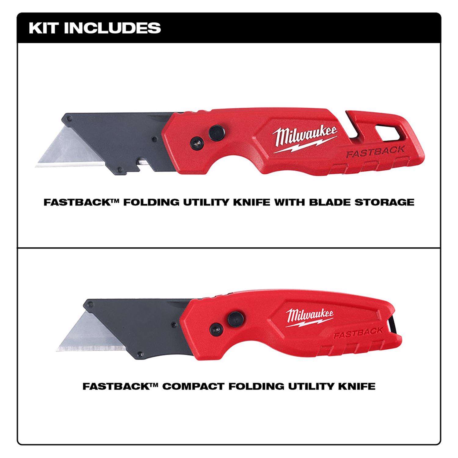 Milwaukee　Folding　pk　Utility　Flip　Fastback　and　Ace　Hardware　6.87　in.　Set　Press　Knife　Red