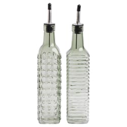 Core Kitchen 17 oz Green Glass Dotted & Ribbed Cruet With Stopper 2 pk